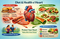image showing the difference between healthy and unhealthy food choices for a good heart health